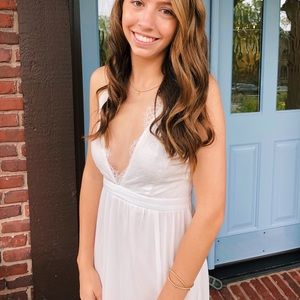 Long white maxi dress with lace